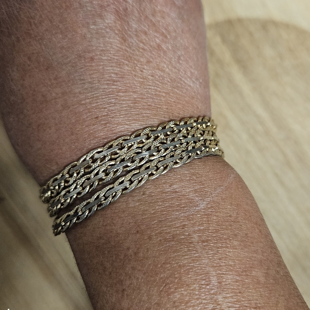 Vintage Gold-tone 3-strand Chain Bracelet